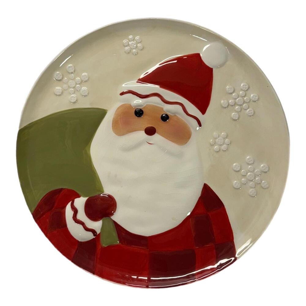 Vintage Hallmark Jolly Santa Face 10.5” Ceramic Plate Dish